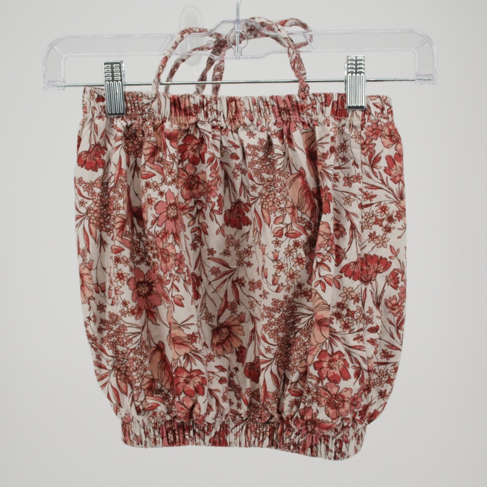 Mia Belle Girls Girl's Pink Floral Halter Bubble Hem Blouse‎ Size 10Y/12Y
